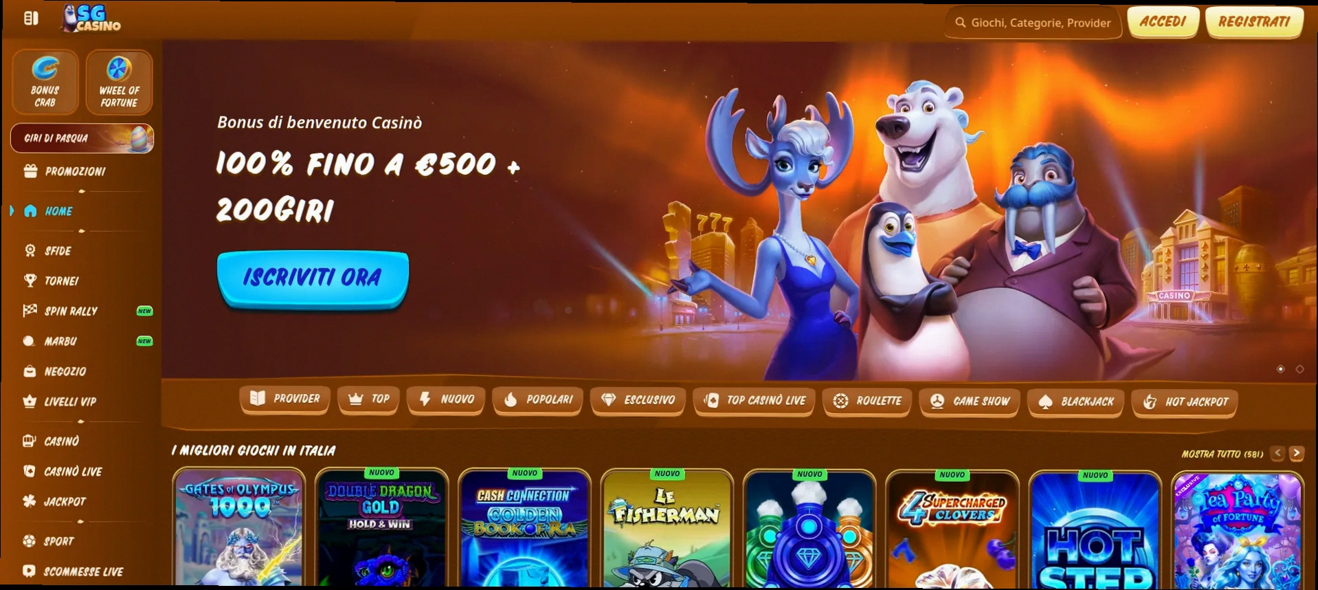 Sg Casino bonus 500€ e 200 giri gratuiti